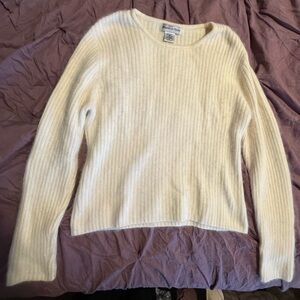 Stephanie Parks Angora Rabbit Hail Lambswool Blend Sweater Off White sz XL SOFT
